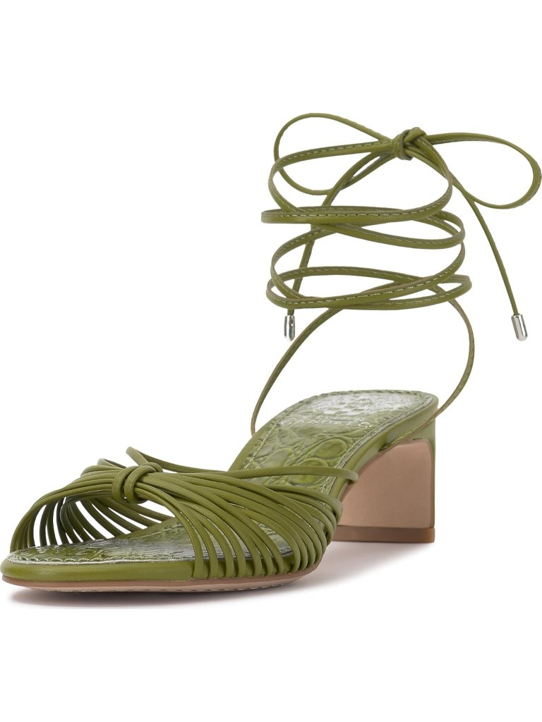 Vince Camuto Women's Lizard Green Lory Ankle Wrap Kitten Heels Sandals Slip On